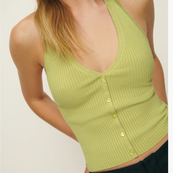 Reformation Green Knit Halter Top - Picture 1 of 4